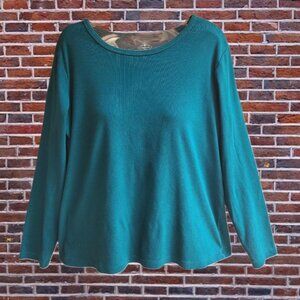 St. John's Bay Womens Top Pullover Essentil Tee Long Sleeves Blue Size L